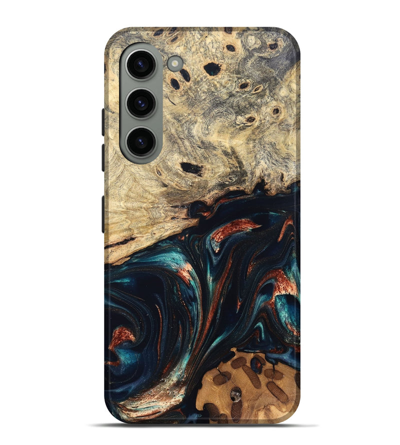 Galaxy S23 Plus Wood Live Edge Phone Case - Shaniya (Teal & Gold, 832039)