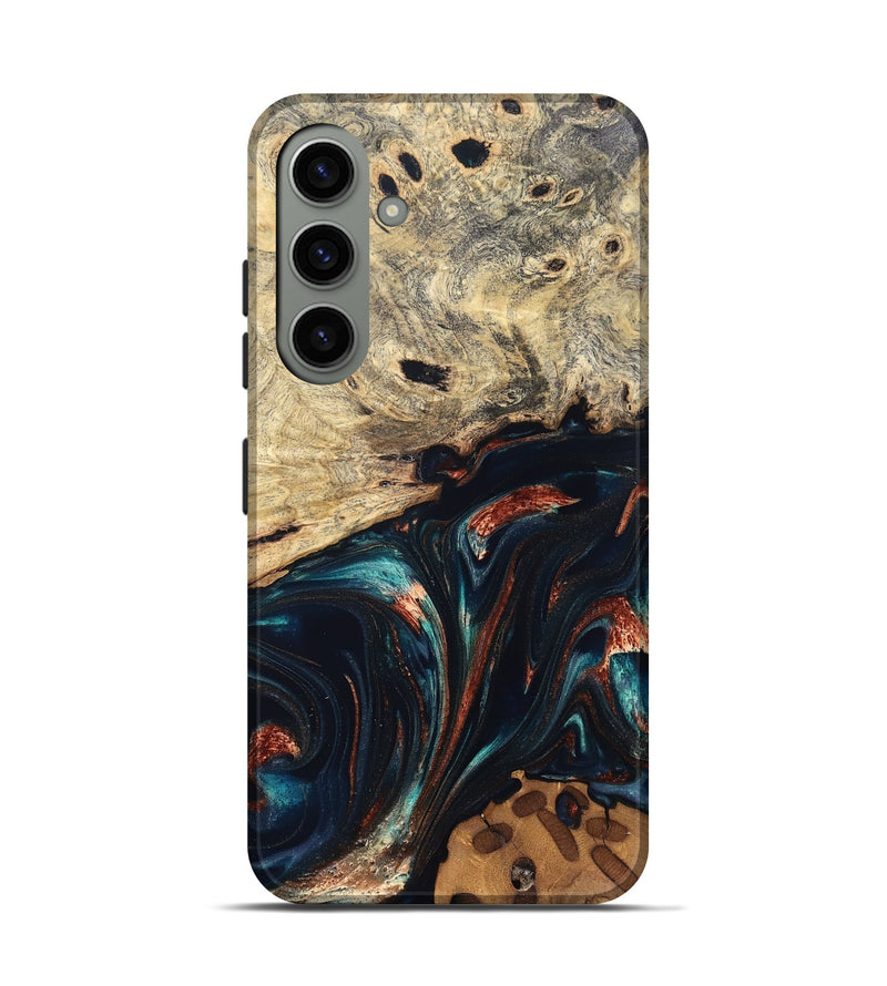 Galaxy S24 Wood Live Edge Phone Case - Shaniya (Teal & Gold, 832039)