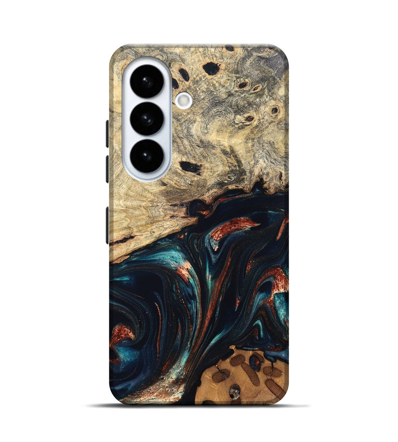 Galaxy S26 Wood Live Edge Phone Case - Shaniya (Teal & Gold, 832039)