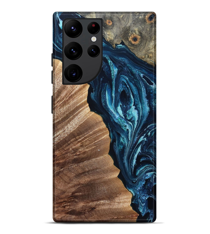 Galaxy S22 Ultra Wood Live Edge Phone Case - Aiden (Blue, 832041)