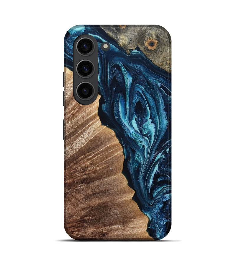 Galaxy S23 Wood Live Edge Phone Case - Aiden (Blue, 832041)