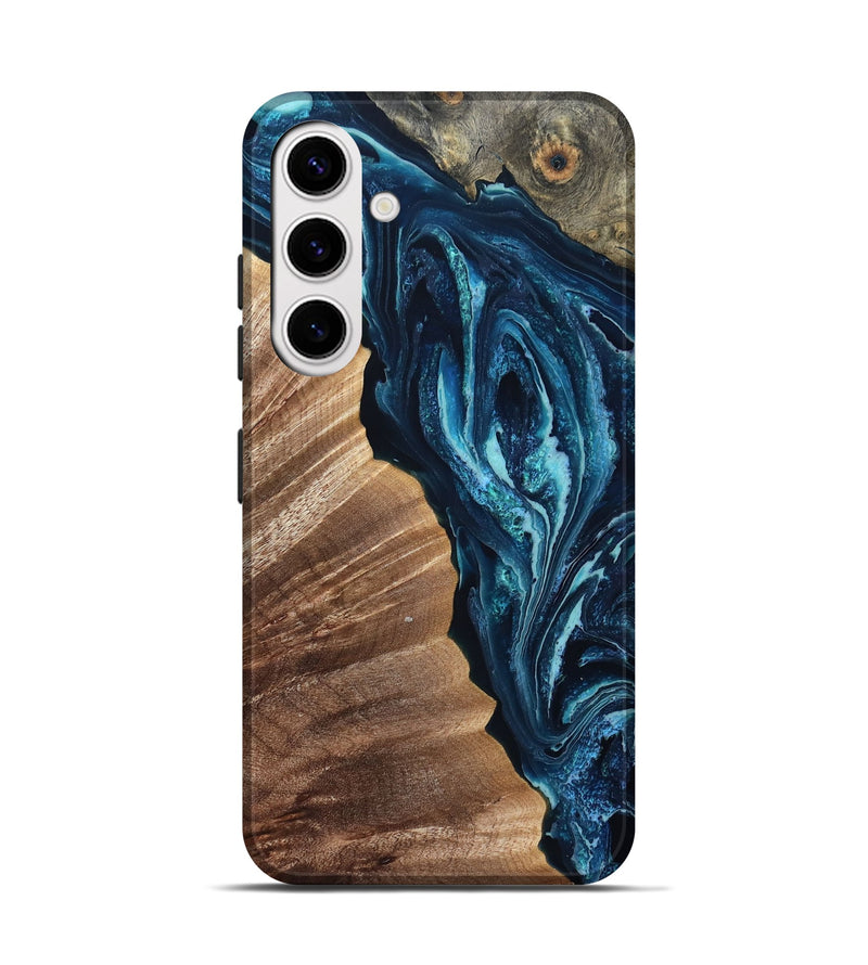 Galaxy S25 Wood Live Edge Phone Case - Aiden (Blue, 832041)