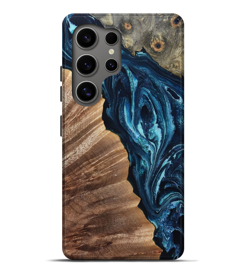 Galaxy S25 Ultra Wood Live Edge Phone Case - Aiden (Blue, 832041)