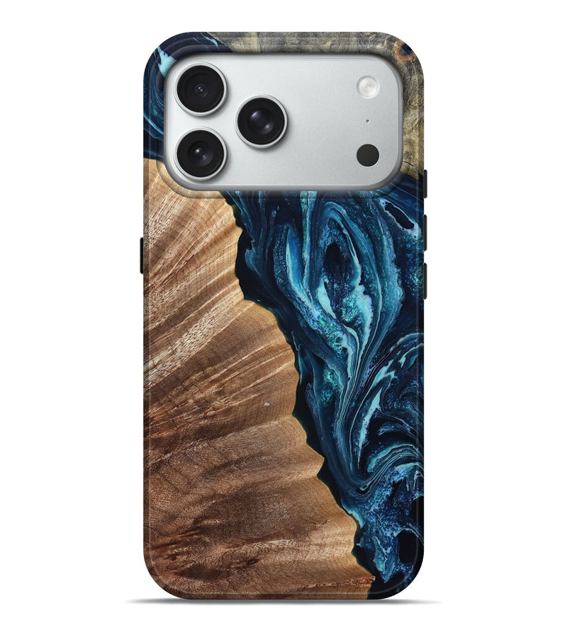 iPhone 18 Pro Max Wood Live Edge Phone Case - Aiden (Blue, 832041)
