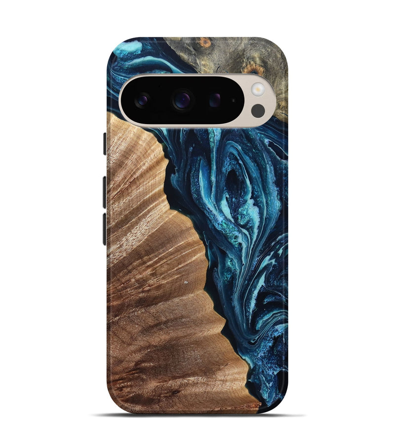 Pixel 9 Wood Live Edge Phone Case - Aiden (Blue, 832041)