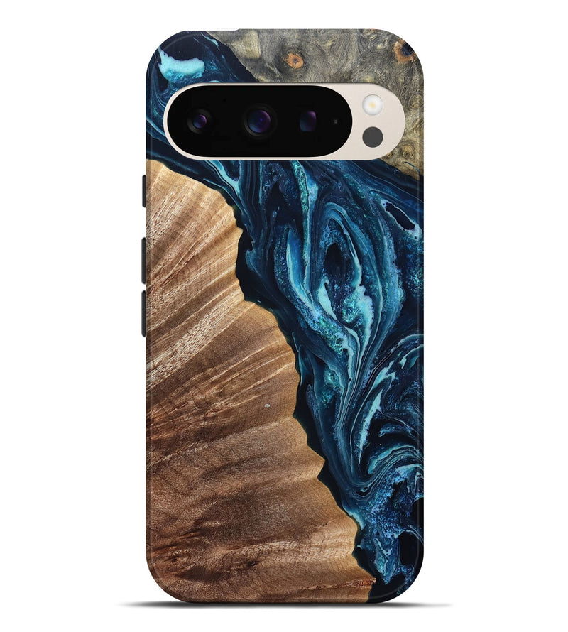 Pixel 9 Pro XL Wood Live Edge Phone Case - Aiden (Blue, 832041)