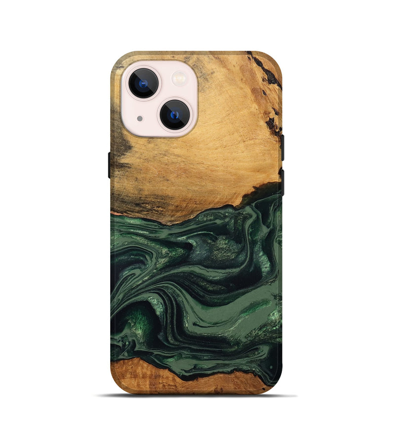 iPhone 13 mini Wood Live Edge Phone Case - Shanna (Green, 832043)