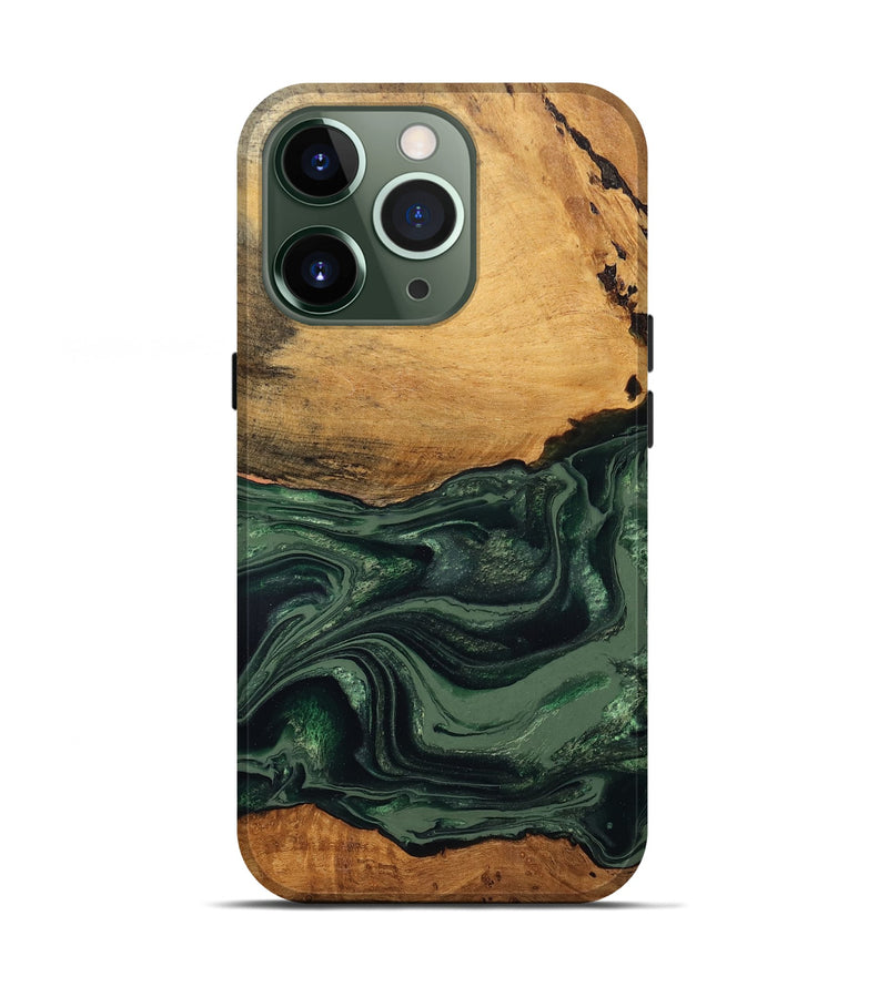 iPhone 13 Pro Wood Live Edge Phone Case - Shanna (Green, 832043)