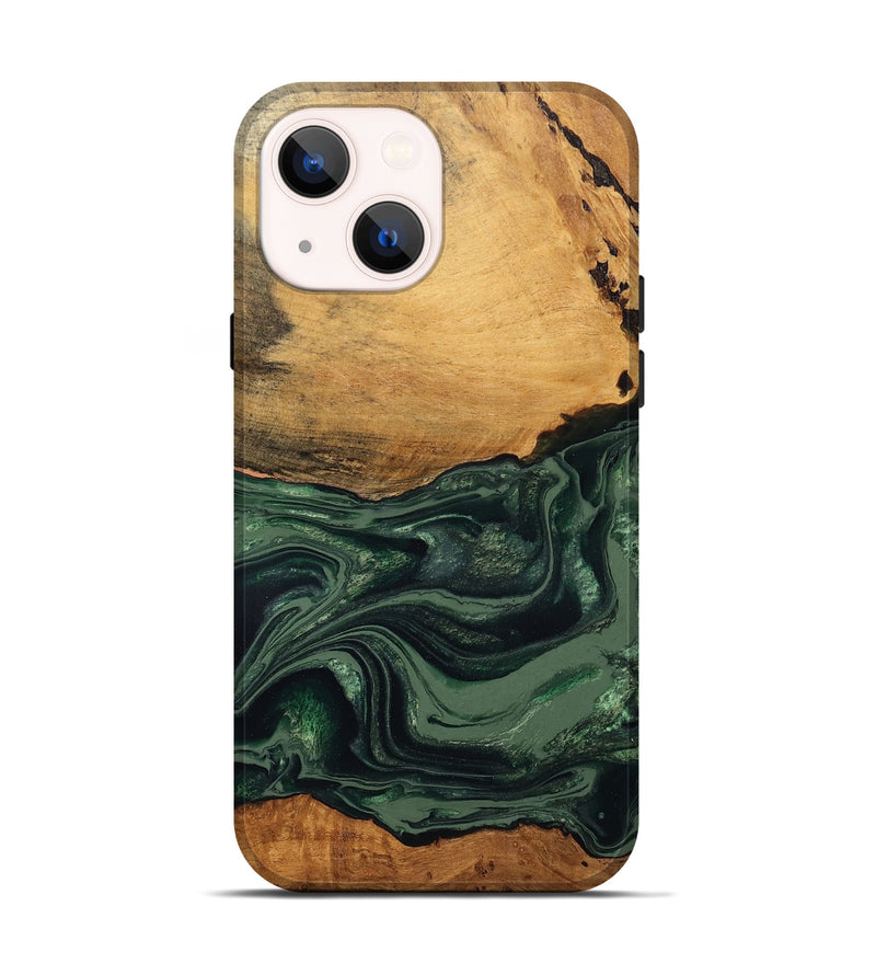 iPhone 14 Wood Live Edge Phone Case - Shanna (Green, 832043)