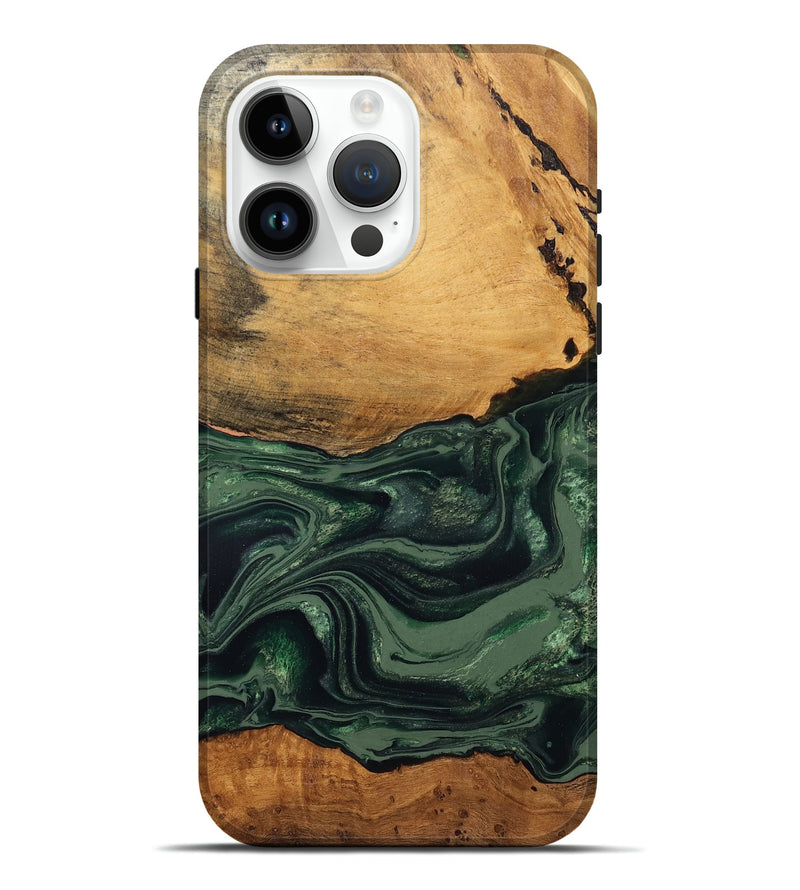 iPhone 15 Pro Max Wood Live Edge Phone Case - Shanna (Green, 832043)
