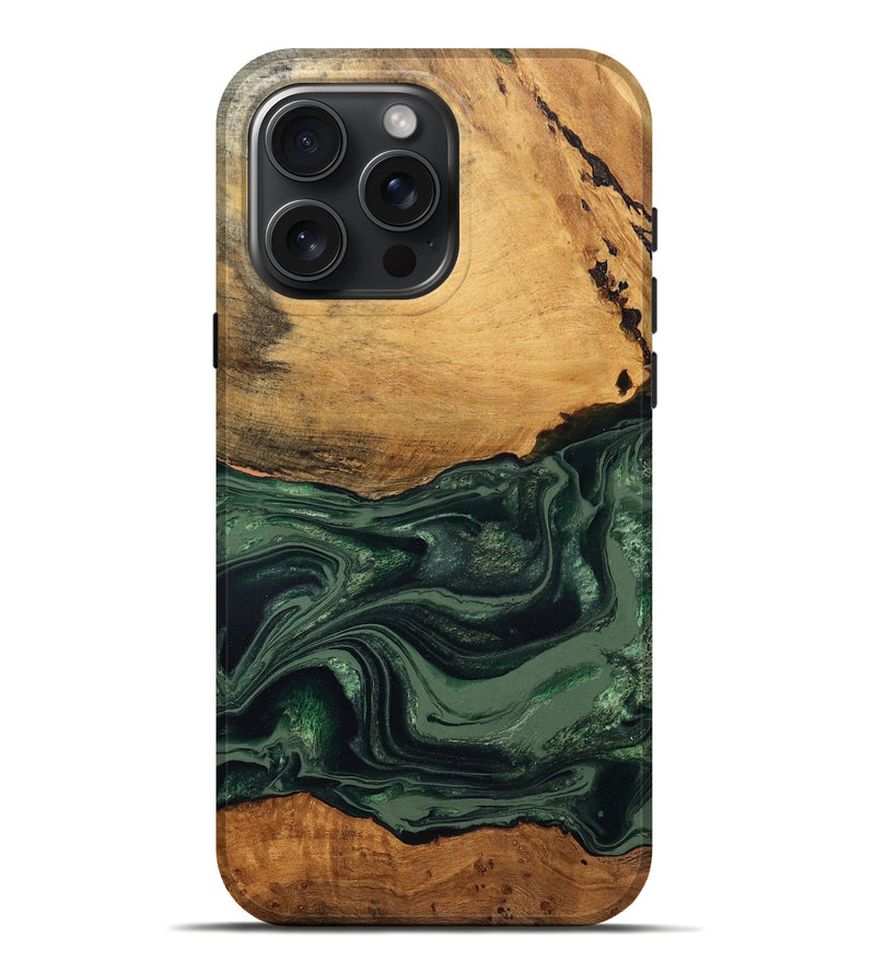 iPhone 16 Pro Max Wood Live Edge Phone Case - Shanna (Green, 832043)