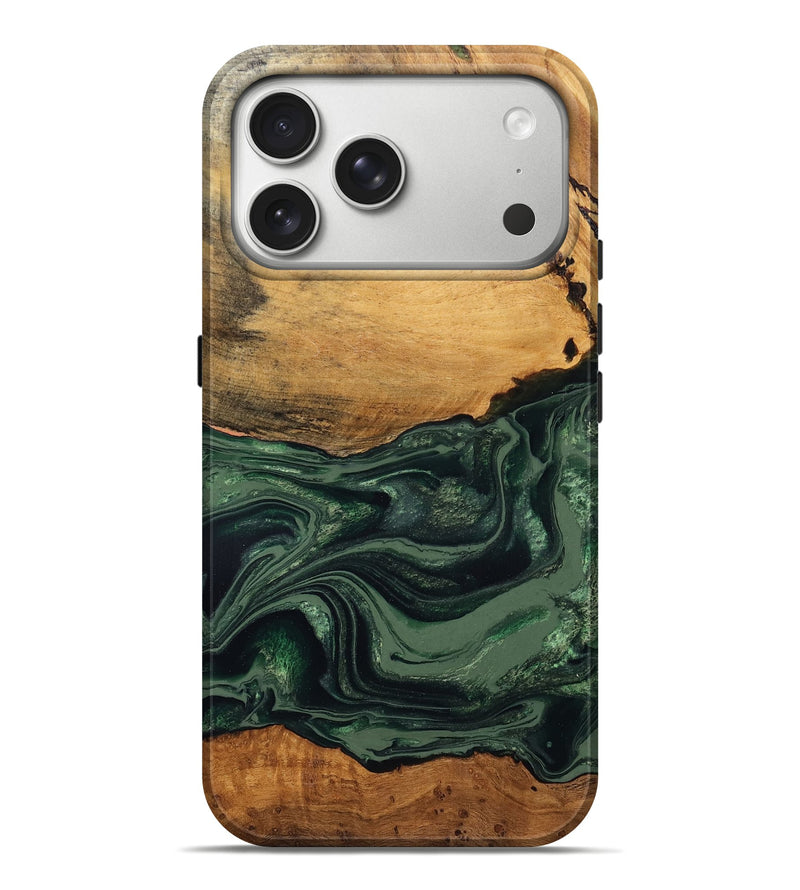 iPhone 17 Pro Max Wood Live Edge Phone Case - Shanna (Green, 832043)