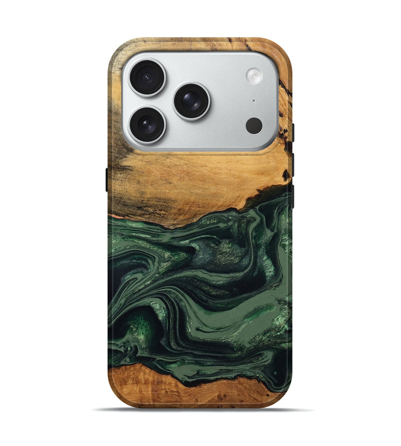 iPhone 18 Pro Wood Live Edge Phone Case - Shanna (Green, 832043)