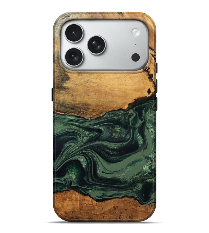 iPhone 18 Pro Max Wood Live Edge Phone Case - Shanna (Green, 832043)