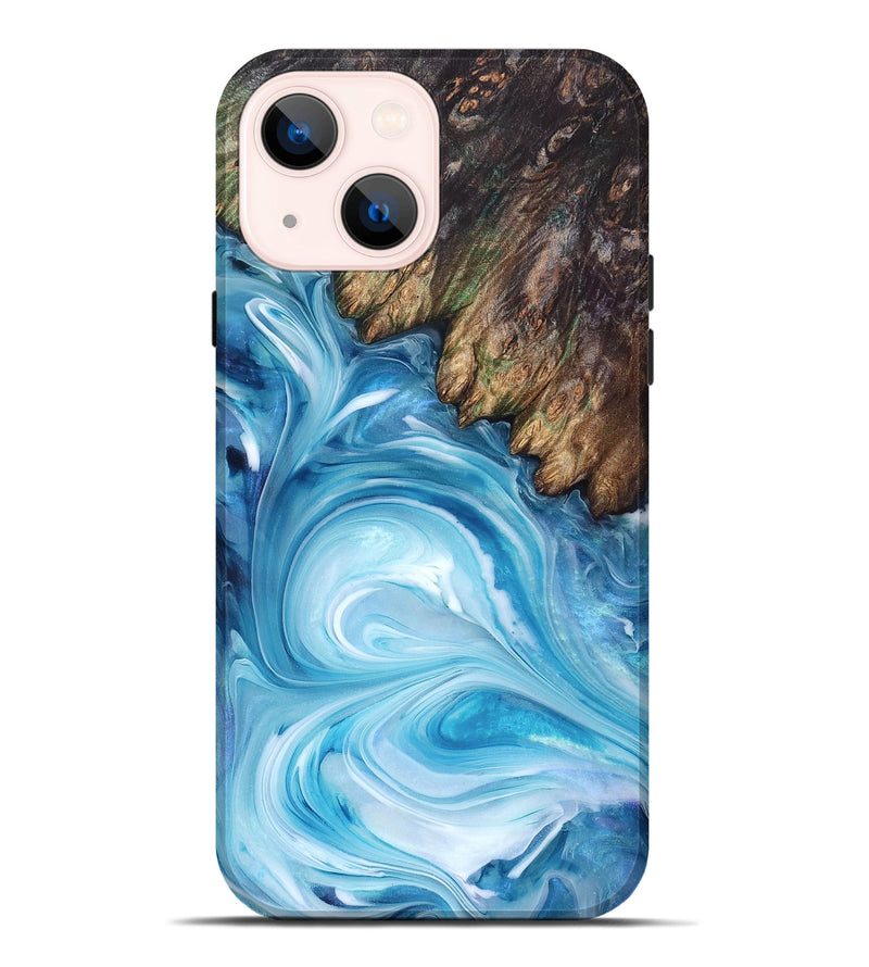 iPhone 14 Plus Wood Live Edge Phone Case - Woodrow (Blue, 832044)
