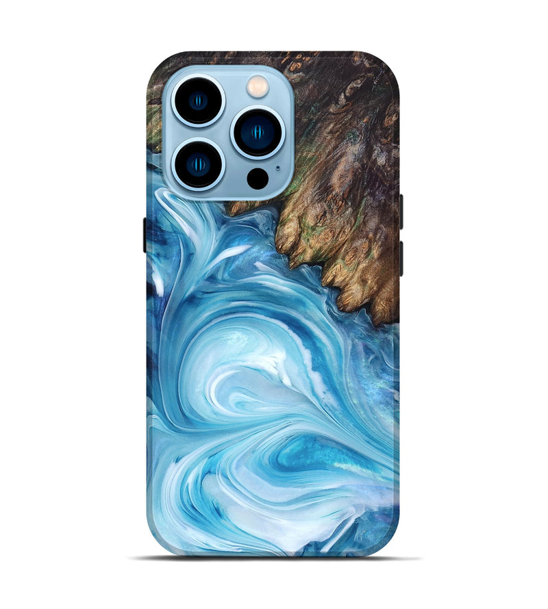 iPhone 14 Pro Wood Live Edge Phone Case - Woodrow (Blue, 832044)