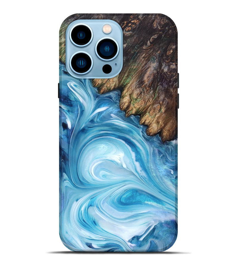 iPhone 14 Pro Max Wood Live Edge Phone Case - Woodrow (Blue, 832044)