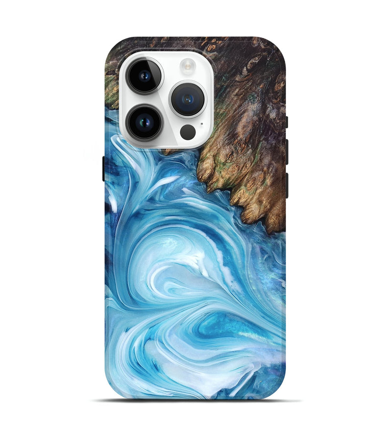 iPhone 15 Pro Wood Live Edge Phone Case - Woodrow (Blue, 832044)