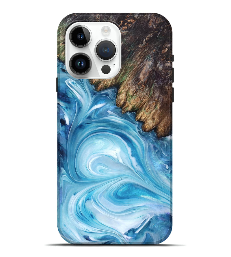 iPhone 15 Pro Max Wood Live Edge Phone Case - Woodrow (Blue, 832044)
