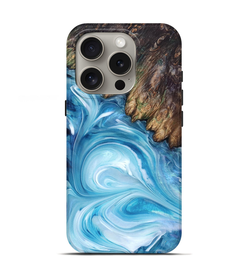 iPhone 16 Pro Wood Live Edge Phone Case - Woodrow (Blue, 832044)
