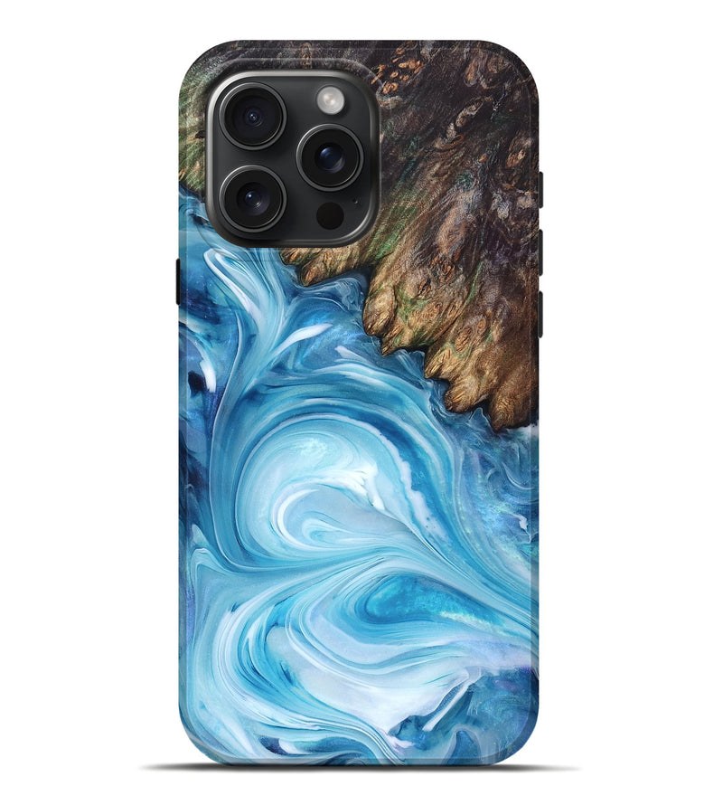 iPhone 16 Pro Max Wood Live Edge Phone Case - Woodrow (Blue, 832044)