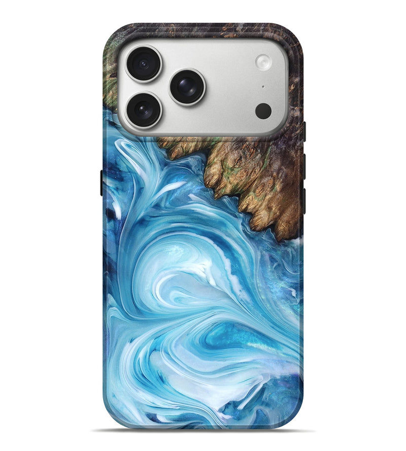 iPhone 17 Pro Max Wood Live Edge Phone Case - Woodrow (Blue, 832044)