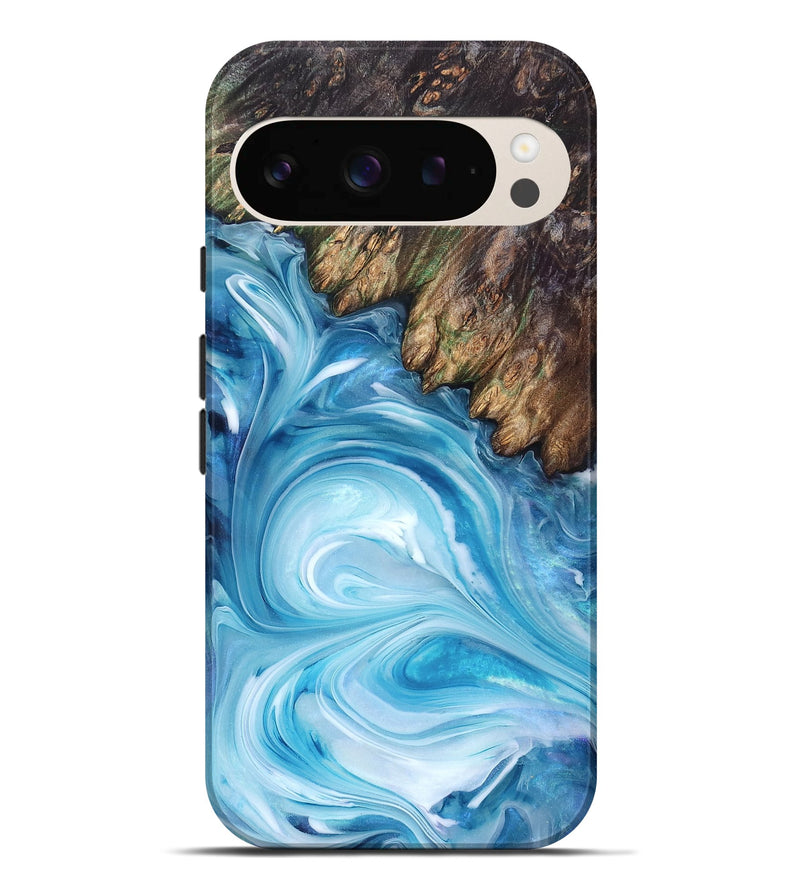 Pixel 9 Pro XL Wood Live Edge Phone Case - Woodrow (Blue, 832044)