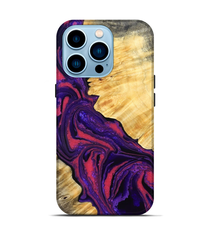 iPhone 14 Pro Wood Live Edge Phone Case - Simon (Purple, 832045)