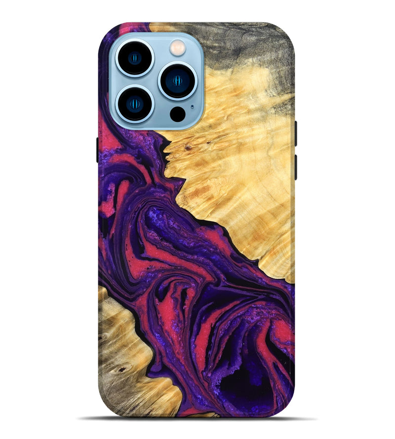 iPhone 14 Pro Max Wood Live Edge Phone Case - Simon (Purple, 832045)