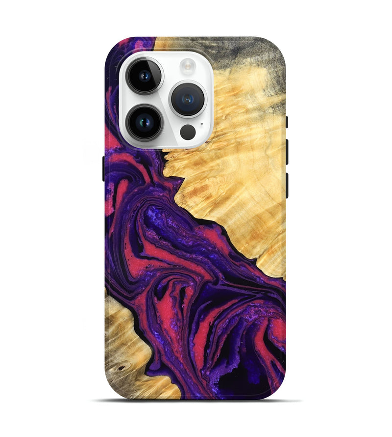 iPhone 15 Pro Wood Live Edge Phone Case - Simon (Purple, 832045)