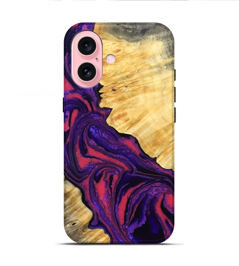 iPhone 16 Wood Live Edge Phone Case - Simon (Purple, 832045)