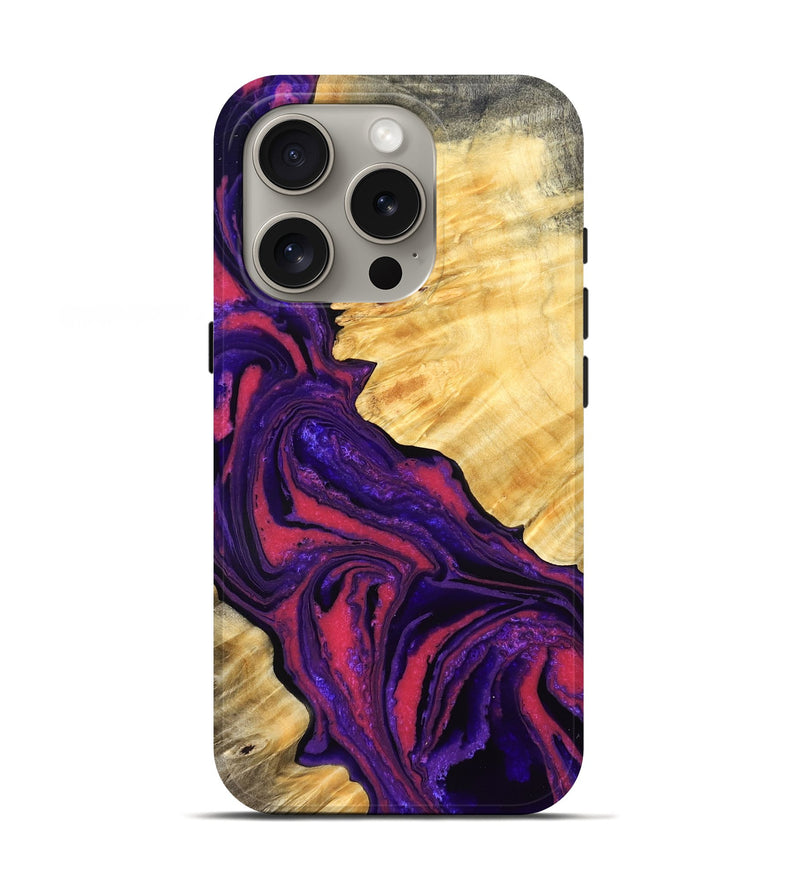 iPhone 16 Pro Wood Live Edge Phone Case - Simon (Purple, 832045)