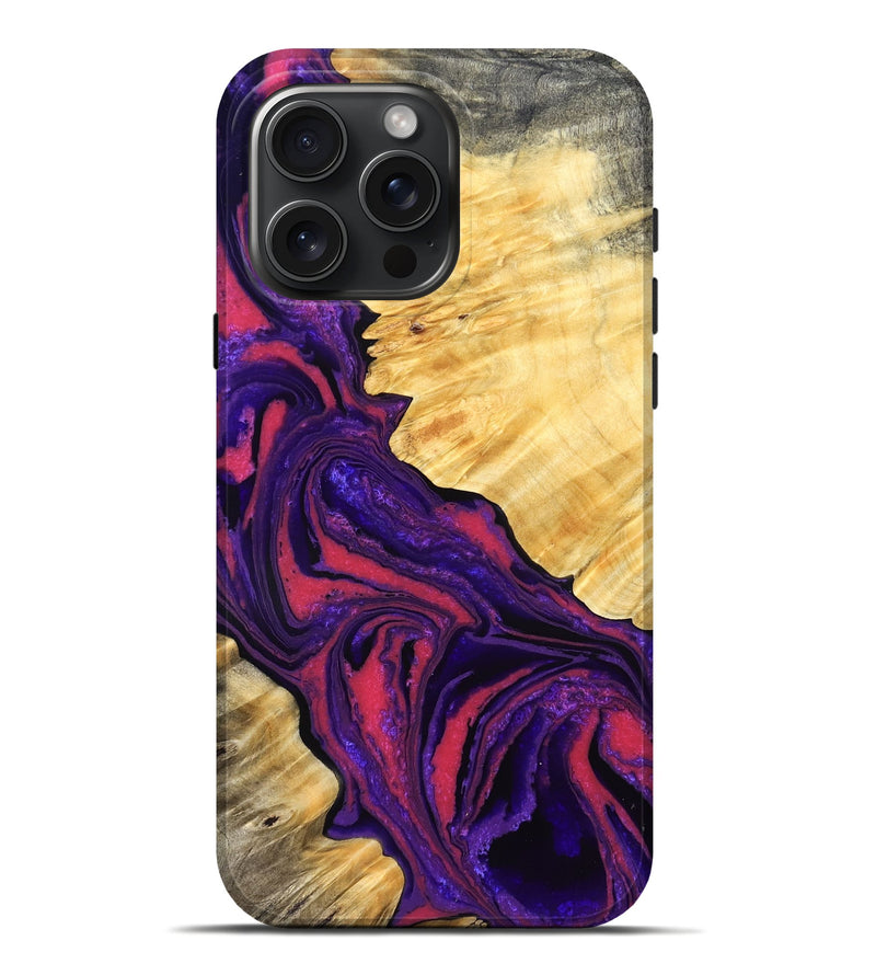 iPhone 16 Pro Max Wood Live Edge Phone Case - Simon (Purple, 832045)
