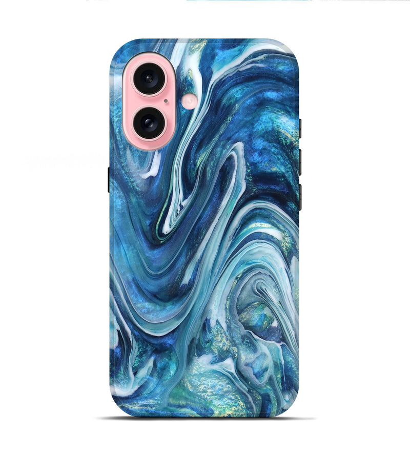 iPhone 16 ResinArt Live Edge Phone Case - Beckett (Blue, 832046)