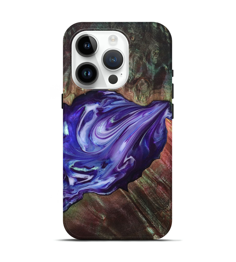 iPhone 15 Pro Wood Live Edge Phone Case - Roxanna (Purple, 832047)