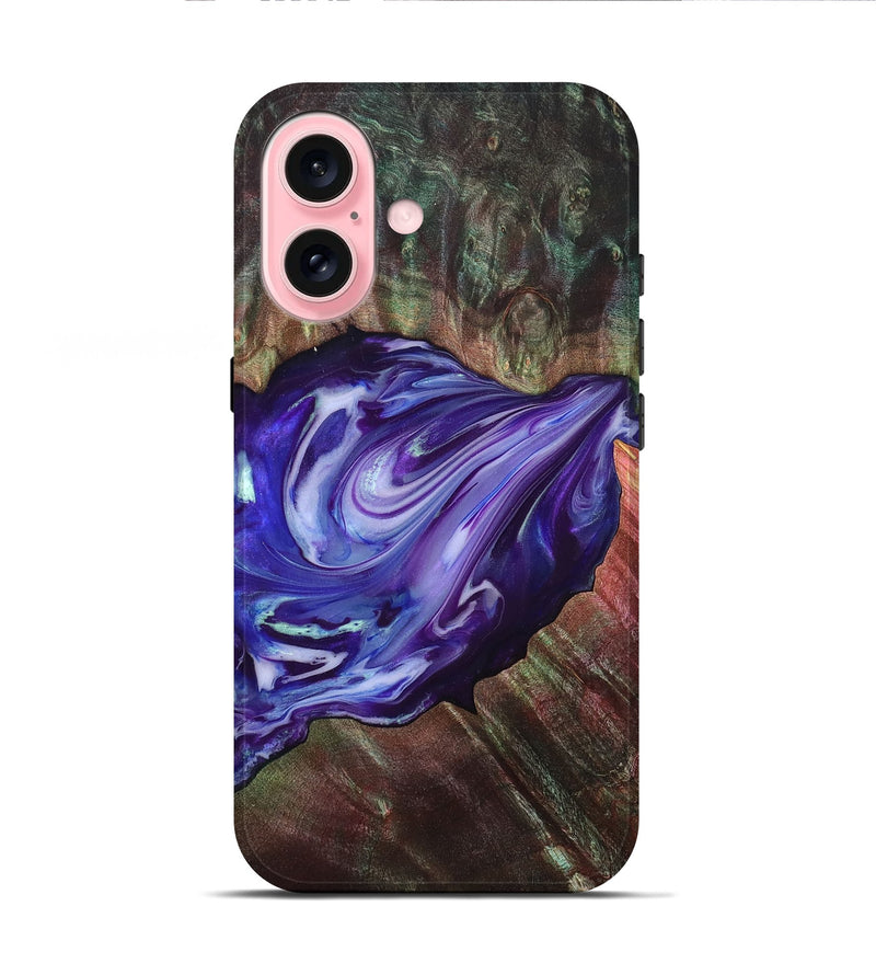 iPhone 16 Wood Live Edge Phone Case - Roxanna (Purple, 832047)