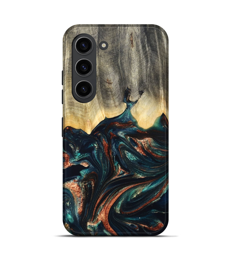 Galaxy S23 Wood Live Edge Phone Case - Estella (Teal & Gold, 832050)