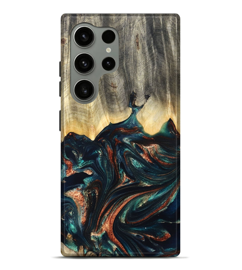 Galaxy S24 Ultra Wood Live Edge Phone Case - Estella (Teal & Gold, 832050)