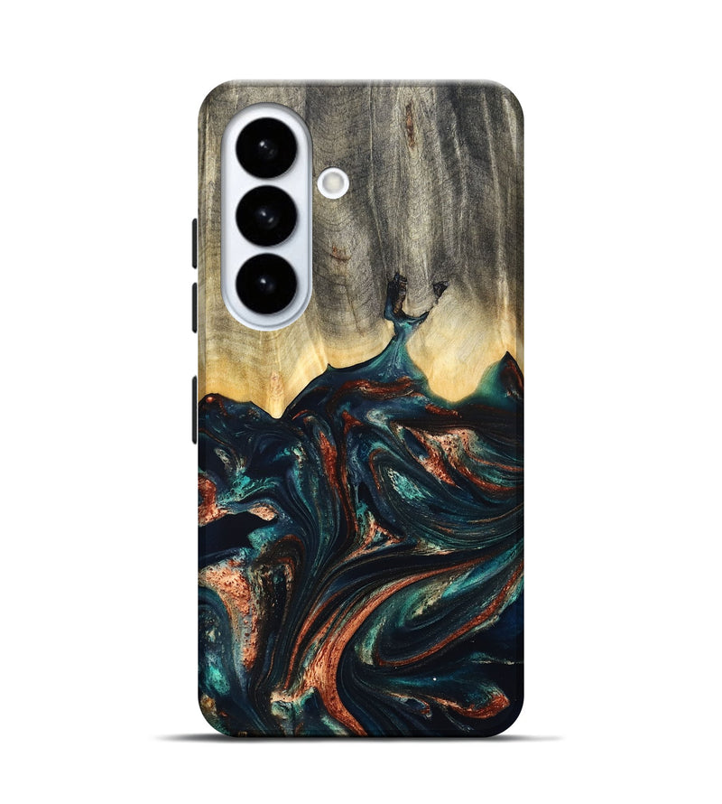 Galaxy S26 Wood Live Edge Phone Case - Estella (Teal & Gold, 832050)