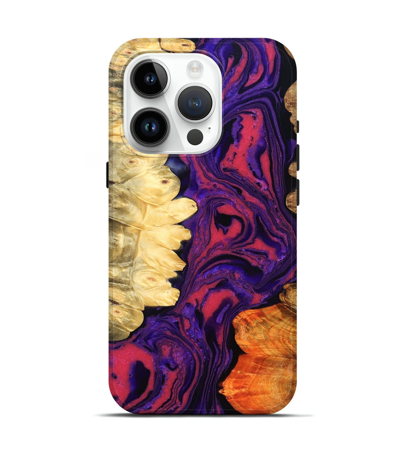 iPhone 15 Pro Wood Live Edge Phone Case - Reta (Purple, 832053)