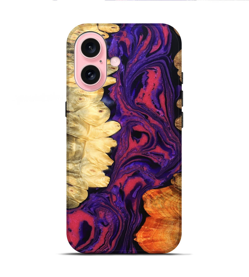 iPhone 16 Wood Live Edge Phone Case - Reta (Purple, 832053)