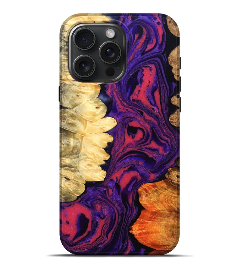 iPhone 16 Pro Max Wood Live Edge Phone Case - Reta (Purple, 832053)