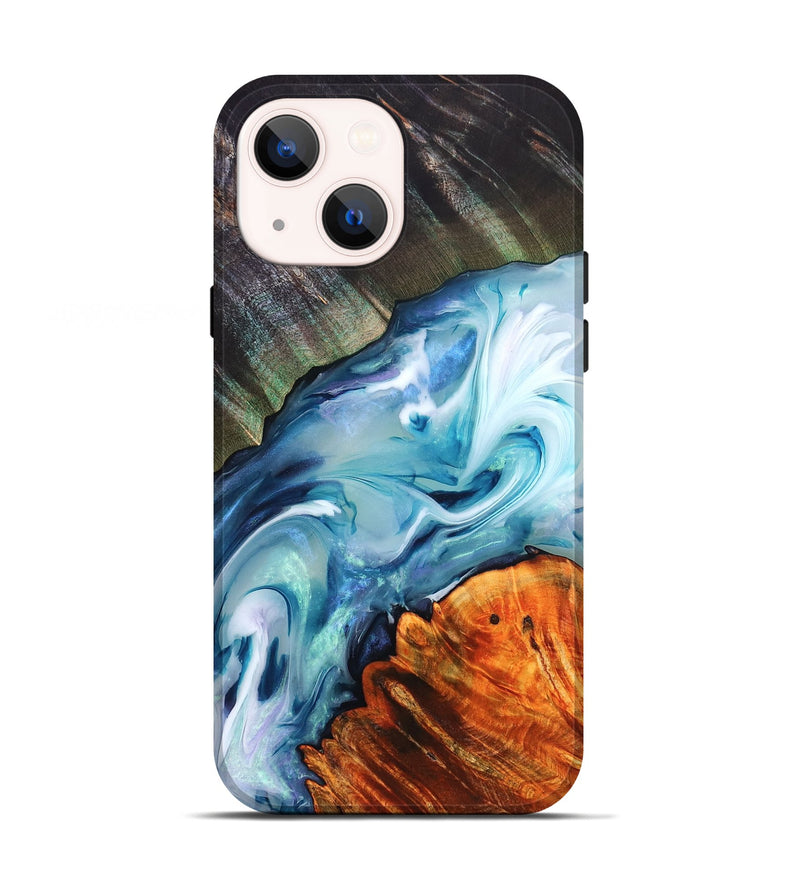iPhone 13 Wood Live Edge Phone Case - Althea (Blue, 832054)