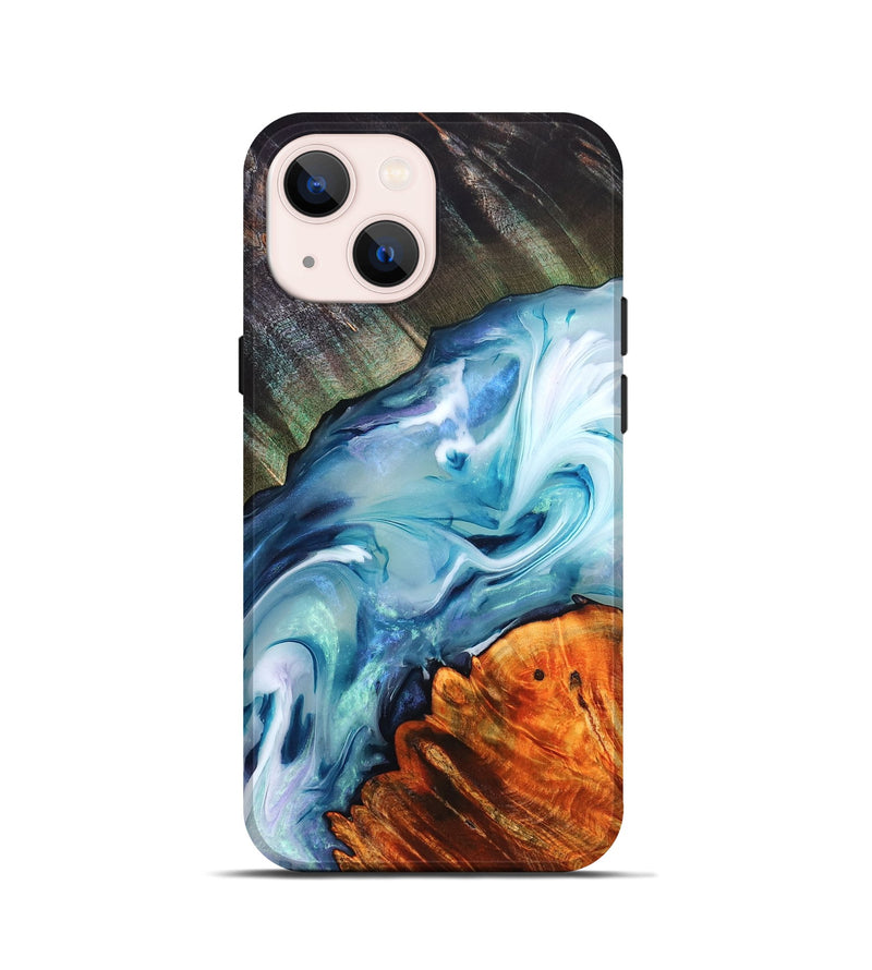 iPhone 13 mini Wood Live Edge Phone Case - Althea (Blue, 832054)