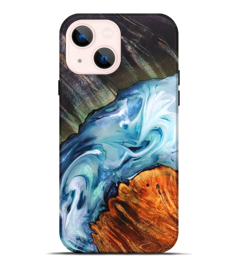 iPhone 14 Plus Wood Live Edge Phone Case - Althea (Blue, 832054)