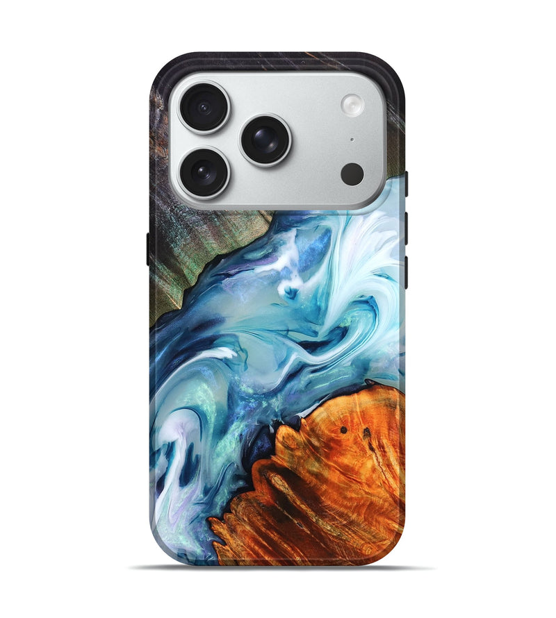 iPhone 18 Pro Wood Live Edge Phone Case - Althea (Blue, 832054)