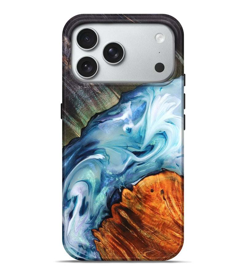 iPhone 18 Pro Max Wood Live Edge Phone Case - Althea (Blue, 832054)