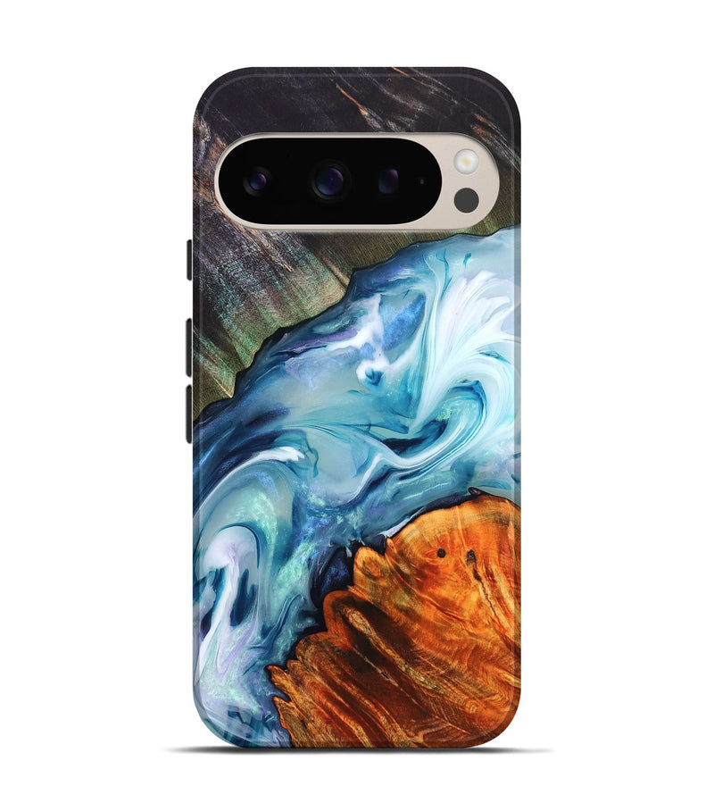 Pixel 9 Wood Live Edge Phone Case - Althea (Blue, 832054)