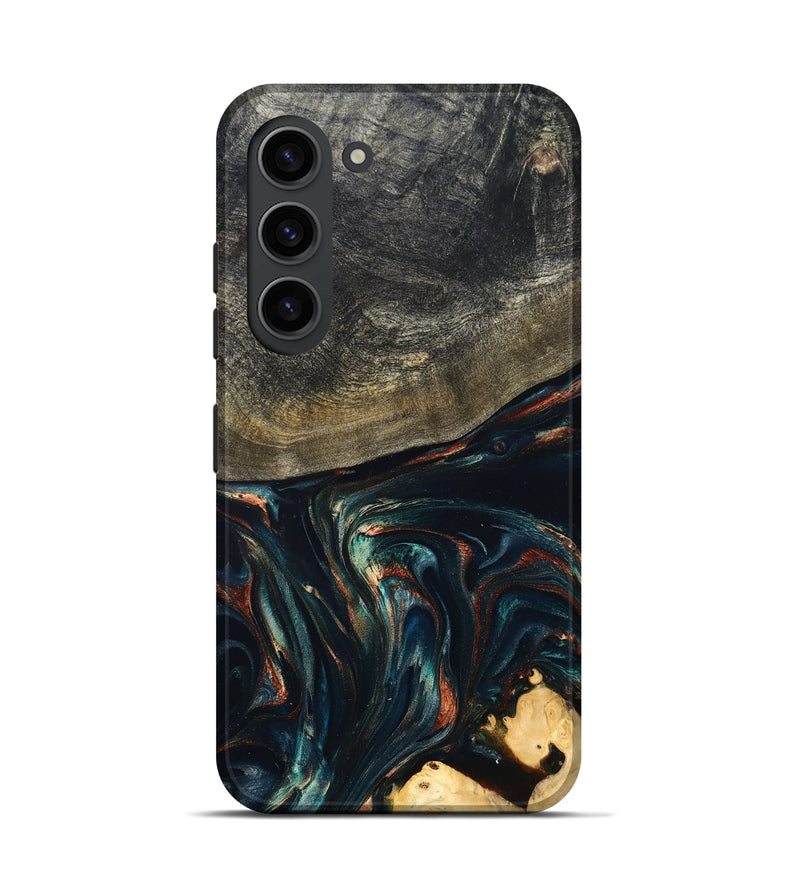 Galaxy S23 Wood Live Edge Phone Case - Kylian (Teal & Gold, 832055)