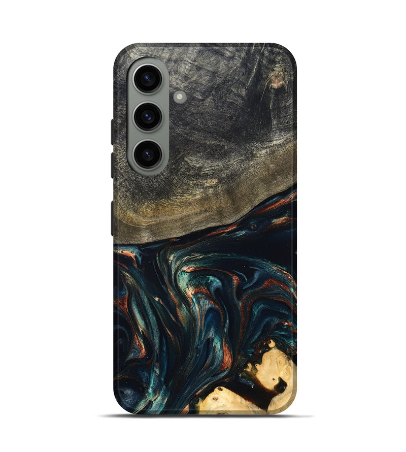 Galaxy S24 Wood Live Edge Phone Case - Kylian (Teal & Gold, 832055)